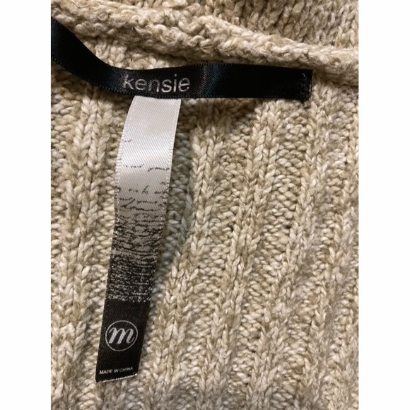 Kensie sleeveless fringe cream/tan knit cardigan size M - Picture 8 of 10